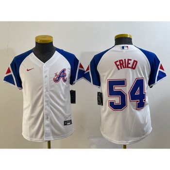 Women's Atlanta Braves #54 Max Fried White 2023 City Connect Stitched Baseball Jersey(Run Small) Women's Atlanta Braves #54 Max Fried White 2023 City Connect Stitched Baseball Jersey(Run Small)