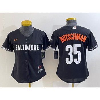 Women's Baltimore Orioles #35 Adley Rutschman Black 2023 City Connect Stitched Baseball Jersey(Run Small) Women's Baltimore Orioles #35 Adley Rutschman Black 2023 City Connect Stitched Baseball Jersey(Run Small)