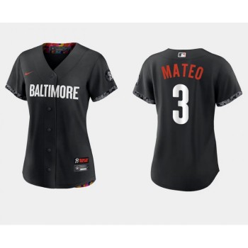 Women's Baltimore Orioles #3 Jorge Mateo Black 2023 City Connect Stitched Baseball Jersey(Run Small) Women's Baltimore Orioles #3 Jorge Mateo Black 2023 City Connect Stitched Baseball Jersey(Run Small)