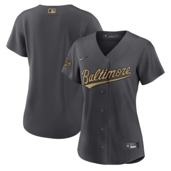 Women's Baltimore Orioles Blank 2022 All-Star Charcoal Stitched Baseball Jersey(Run Small) Women's Baltimore Orioles Blank 2022 All-Star Charcoal Stitched Baseball Jersey(Run Small)
