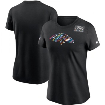 Women's Baltimore Ravens 2020 Black Sideline Crucial Catch Performance T-Shirt(Run Small) Women's Baltimore Ravens 2020 Black Sideline Crucial Catch Performance T-Shirt(Run Small)