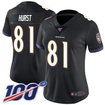 Women's Baltimore Ravens #81 Hayden Hurst Black 2019 100th Season Vapor Untouchable Limited NFL Jersey Women's Baltimore Ravens #81 Hayden Hurst Black 2019 100th Season Vapor Untouchable Limited NFL Jersey