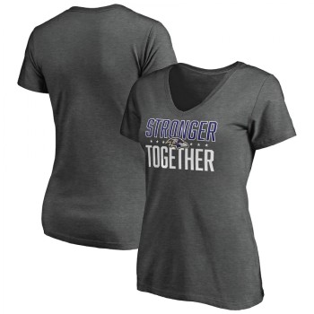Women's Baltimore Ravens Heather Stronger Together Space Dye V-Neck T-Shirt(Run Small) Women's Baltimore Ravens Heather Stronger Together Space Dye V-Neck T-Shirt(Run Small)