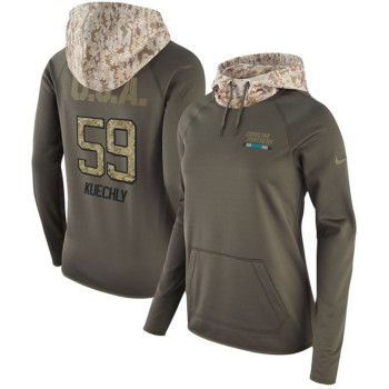 Women's Carolina Panthers #59 Luke Kuechly Olive Salute to Service Sideline Therma Pullover Hoodie Women's Carolina Panthers #59 Luke Kuechly Olive Salute to Service Sideline Therma Pullover Hoodie