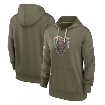 Women's Chicago Bears 2022 Olive Salute to Service Therma Performance Pullover Hoodie(Run Small) Women's Chicago Bears 2022 Olive Salute to Service Therma Performance Pullover Hoodie(Run Small)