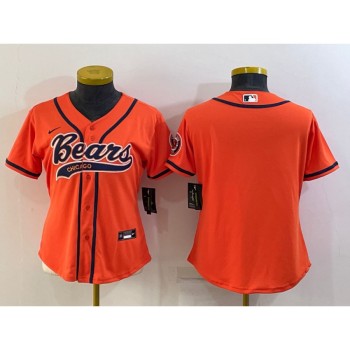 Women's Chicago Bears Blank Orange With Patch Cool Base Stitched Baseball Jersey(Run Small) Women's Chicago Bears Blank Orange With Patch Cool Base Stitched Baseball Jersey(Run Small)