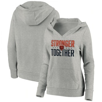 Women's Chicago Bears Heather Gray Stronger Together Crossover Neck Pullover Hoodie(Run Small) Women's Chicago Bears Heather Gray Stronger Together Crossover Neck Pullover Hoodie(Run Small)