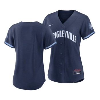 Women's Chicago Cubs Blank 2021 Navy City Connect Stitched Jersey Women's Chicago Cubs Blank 2021 Navy City Connect Stitched Jersey