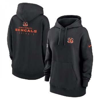 Women's Cincinnati Bengals Black Sideline Club Fleece Pullover Hoodie(Run Small) Women's Cincinnati Bengals Black Sideline Club Fleece Pullover Hoodie(Run Small)