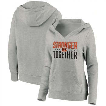 Women's Cincinnati Bengals Heather Gray Stronger Together Crossover Neck Pullover Hoodie(Run Small) Women's Cincinnati Bengals Heather Gray Stronger Together Crossover Neck Pullover Hoodie(Run Small)