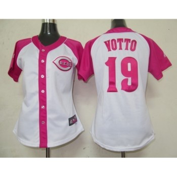 Women's Cincinnati Reds #19 Joey Votto Pink Splash Fashion Stitched MLB Jersey Women's Cincinnati Reds #19 Joey Votto Pink Splash Fashion Stitched MLB Jersey