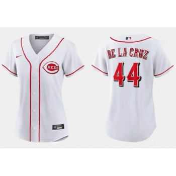 Women's Cincinnati Reds #44 Elly De La Cruz White Stitched Baseball Jersey(Run Small) Women's Cincinnati Reds #44 Elly De La Cruz White Stitched Baseball Jersey(Run Small)