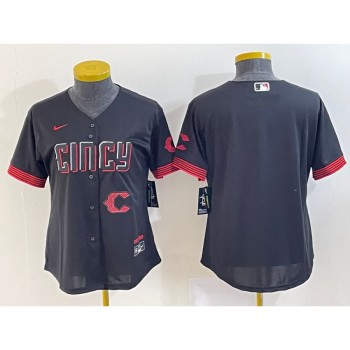 Women's Cincinnati Reds Black 2023 City Connect With Patch Stitched Baseball Jersey(Run Small) Women's Cincinnati Reds Black 2023 City Connect With Patch Stitched Baseball Jersey(Run Small)