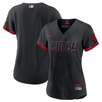 Women's Cincinnati Reds Blank Black 2023 City Connect Stitched Baseball Jersey(Run Small) Women's Cincinnati Reds Blank Black 2023 City Connect Stitched Baseball Jersey(Run Small)