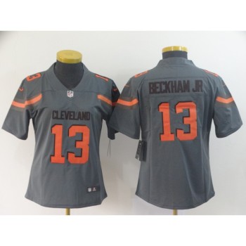 Women's Cleveland Browns #13 Odell Beckham Jr. Gray Inverted Legend Stitched NFL Jersey(Run Small) Women's Cleveland Browns #13 Odell Beckham Jr. Gray Inverted Legend Stitched NFL Jersey(Run Small)