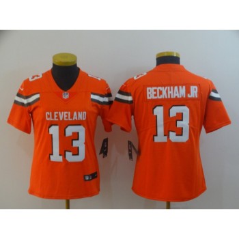 Women's Cleveland Browns #13 Odell Beckham Jr. Orange Vapor Untouchable Limited Stitched NFL Jersey(Run Small) Women's Cleveland Browns #13 Odell Beckham Jr. Orange Vapor Untouchable Limited Stitched NFL Jersey(Run Small)
