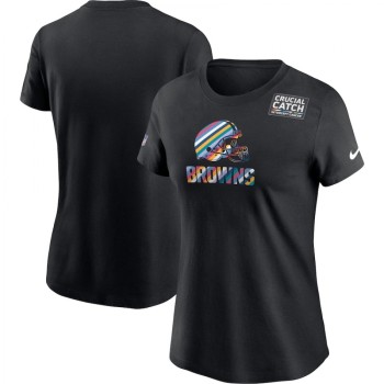 Women's Cleveland Browns 2020 Black Sideline Crucial Catch Performance T-Shirt(Run Small) Women's Cleveland Browns 2020 Black Sideline Crucial Catch Performance T-Shirt(Run Small)
