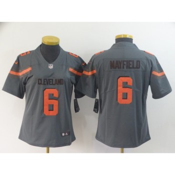 Women's Cleveland Browns #6 Baker Mayfield Gray Inverted Legend Stitched NFL Jersey(Run Small) Women's Cleveland Browns #6 Baker Mayfield Gray Inverted Legend Stitched NFL Jersey(Run Small)