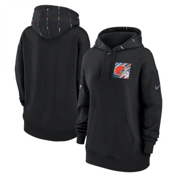 Women's Cleveland Browns Black 2023 Crucial Catch Club Pullover Hoodie(Run Small) Women's Cleveland Browns Black 2023 Crucial Catch Club Pullover Hoodie(Run Small)