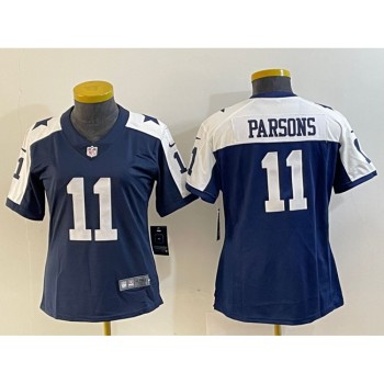 Women's Dallas Cowboys #11 Micah Parsons Navy/White Vapor Untouchable Limited Stitched Jersey(Run Small) Women's Dallas Cowboys #11 Micah Parsons Navy/White Vapor Untouchable Limited Stitched Jersey(Run Small)