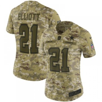 Women's Dallas Cowboys #21 Ezekiel Elliott 2018 Camo Salute to Service Limited Stitched NFL Jersey Women's Dallas Cowboys #21 Ezekiel Elliott 2018 Camo Salute to Service Limited Stitched NFL Jersey