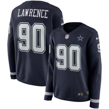 Women's Dallas Cowboys #90 Demarcus Lawrence Navy Therma Long Sleeve Stitched NFL Jersey Women's Dallas Cowboys #90 Demarcus Lawrence Navy Therma Long Sleeve Stitched NFL Jersey