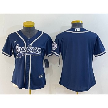 Women's Dallas Cowboys Blank Navy With Patch Cool Base Stitched Baseball Jersey(Run Small) Women's Dallas Cowboys Blank Navy With Patch Cool Base Stitched Baseball Jersey(Run Small)