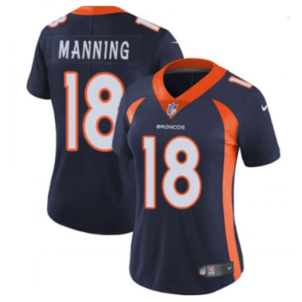 Women's Denver Broncos #18 Peyton Manning Navy Vapor Untouchable Stitched Jersey(Run Small)