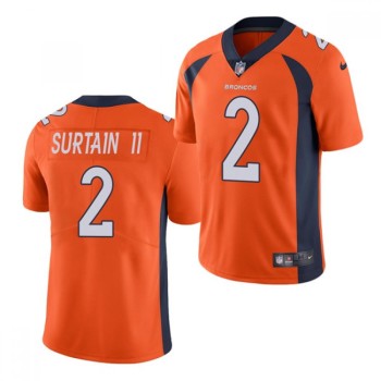 Women's Denver Broncos #2 Patrick Surtain II Orange Vapor Limited Stitched Jersey(Run Small) Women's Denver Broncos #2 Patrick Surtain II Orange Vapor Limited Stitched Jersey(Run Small)
