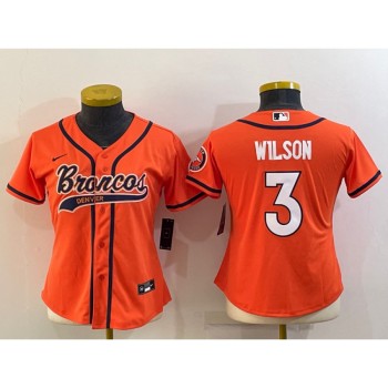 Women's Denver Broncos #3 Russell Wilson Orange With Patch Cool Base Stitched Baseball Jersey(Run Small) Women's Denver Broncos #3 Russell Wilson Orange With Patch Cool Base Stitched Baseball Jersey(Run Small)