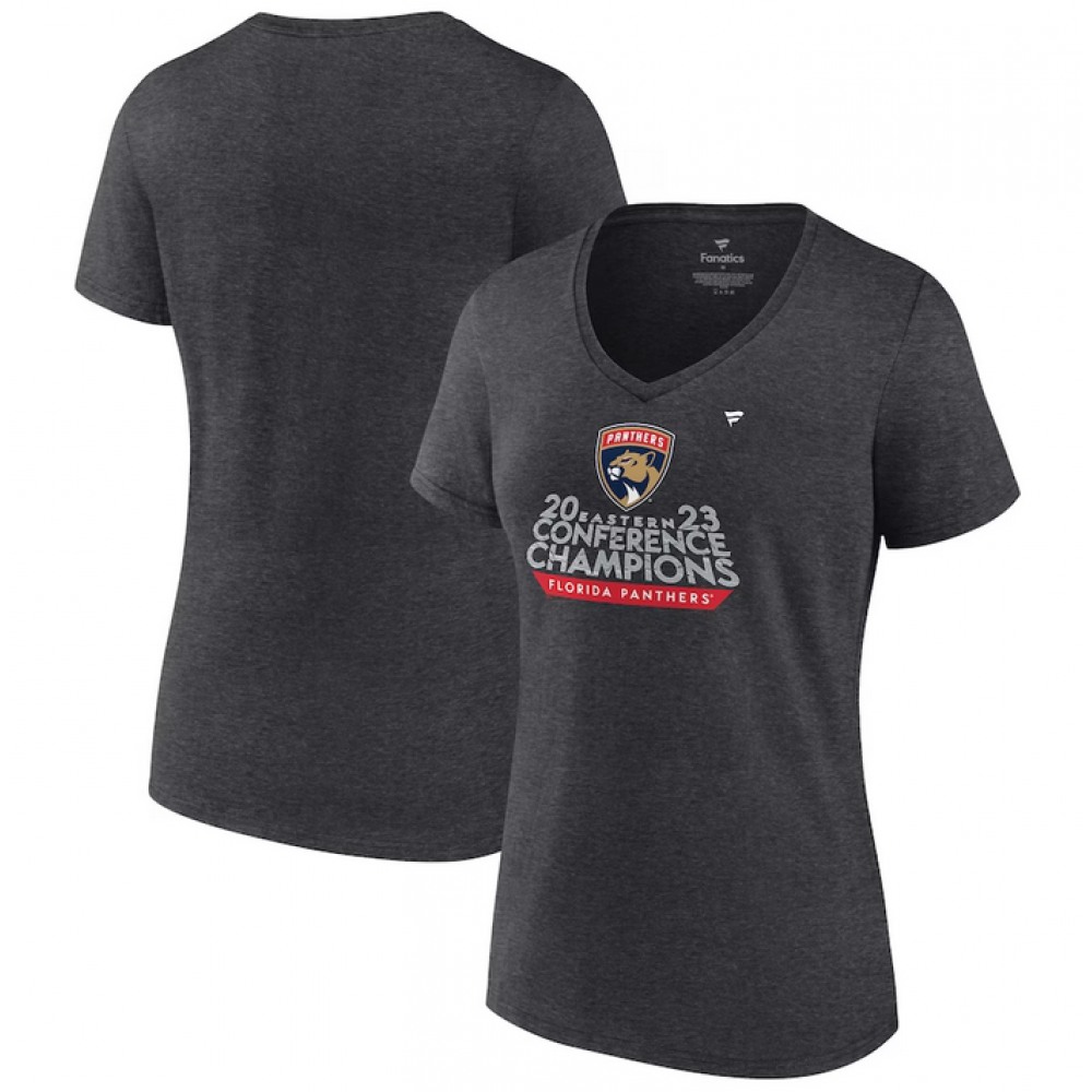 Women's Florida Panthers Heather Charcoal 2023 Eastern Conference Champions Locker Room T-Shirt