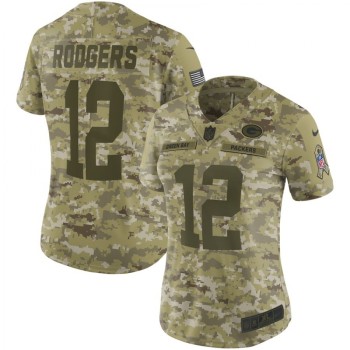Women's Green Bay Packers #12 Aaron Rodgers 2018 Camo Salute to Service Limited Stitched NFL Jersey Women's Green Bay Packers #12 Aaron Rodgers 2018 Camo Salute to Service Limited Stitched NFL Jersey