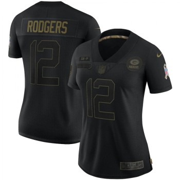 Women's Green Bay Packers #12 Aaron Rodgers Black Salute To Service Limited Stitched Jersey(Run Small) Women's Green Bay Packers #12 Aaron Rodgers Black Salute To Service Limited Stitched Jersey(Run Small)