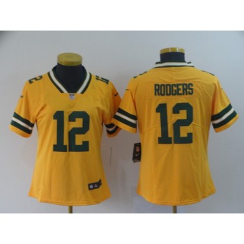 Women's Green Bay Packers #12 Aaron Rodgers Gold Inverted Legend Stitched NFL Jersey(Run Small) Women's Green Bay Packers #12 Aaron Rodgers Gold Inverted Legend Stitched NFL Jersey(Run Small)