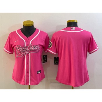 Women's Green Bay Packers Blank Pink With Patch Cool Base Stitched Baseball Jersey(Run Small) Women's Green Bay Packers Blank Pink With Patch Cool Base Stitched Baseball Jersey(Run Small)