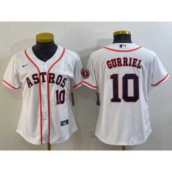 Women's Houston Astros #10 Yuli Gurriel White With Patch Cool Base Stitched Baseball Jersey(Run Small) Women's Houston Astros #10 Yuli Gurriel White With Patch Cool Base Stitched Baseball Jersey(Run Small)