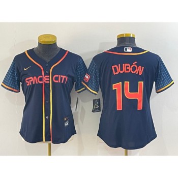 Women's Houston Astros #14 Mauricio Dubon 2022 Navy City Connect Stitched Jersey(Run Small) Women's Houston Astros #14 Mauricio Dubon 2022 Navy City Connect Stitched Jersey(Run Small)
