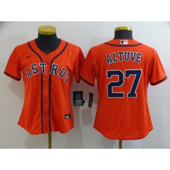 Women's Houston Astros #27 Jose Altuve 2020 Orange Cool Base Stitched MLB Jersey(Run Small) Women's Houston Astros #27 Jose Altuve 2020 Orange Cool Base Stitched MLB Jersey(Run Small)