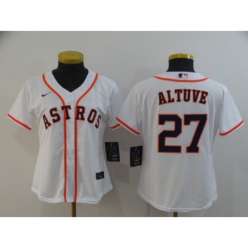 Women's Houston Astros #27 Jose Altuve 2020 White Cool Base Stitched MLB Jersey(Run Small) Women's Houston Astros #27 Jose Altuve 2020 White Cool Base Stitched MLB Jersey(Run Small)