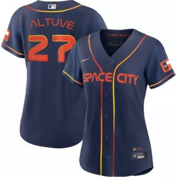 Women's Houston Astros #27 Jose Altuve 2022 Navy City Connect Stitched Jersey(Run Small) Women's Houston Astros #27 Jose Altuve 2022 Navy City Connect Stitched Jersey(Run Small)