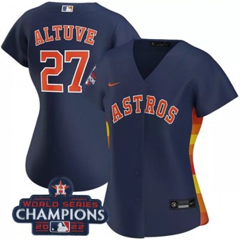Women's Houston Astros #27 Jose Altuve Navy 2022 World Series Champions Cool Base Stitched Baseball Jersey(Run Small) Women's Houston Astros #27 Jose Altuve Navy 2022 World Series Champions Cool Base Stitched Baseball Jersey(Run Small)