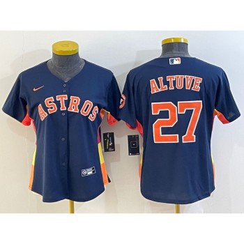 Women's Houston Astros #27 Jose Altuve Navy With Patch Cool Base Stitched Baseball Jersey(Run Small) Women's Houston Astros #27 Jose Altuve Navy With Patch Cool Base Stitched Baseball Jersey(Run Small)