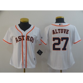 Women's Houston Astros #27 Jose Altuve White Cool Base Stitched MLB Jersey(Run Small) Women's Houston Astros #27 Jose Altuve White Cool Base Stitched MLB Jersey(Run Small)