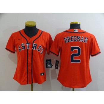 Women's Houston Astros #2 Alex Bregman 2020 Orange Cool Base Stitched MLB Jersey(Run Small) Women's Houston Astros #2 Alex Bregman 2020 Orange Cool Base Stitched MLB Jersey(Run Small)