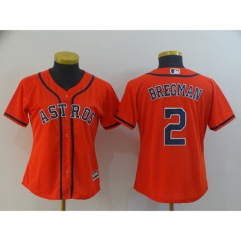 Women's Houston Astros #2 Alex Bregman Orange Cool Base Stitched MLB Jersey Women's Houston Astros #2 Alex Bregman Orange Cool Base Stitched MLB Jersey