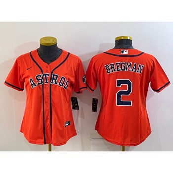 Women's Houston Astros #2 Alex Bregman Orange With Patch Cool Base Stitched Baseball Jersey(Run Small) Women's Houston Astros #2 Alex Bregman Orange With Patch Cool Base Stitched Baseball Jersey(Run Small)