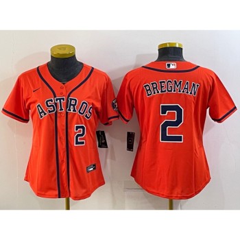 Women's Houston Astros #2 Alex Bregman Orange With Patch Cool Base Stitched Baseball Jersey(Run Small) Women's Houston Astros #2 Alex Bregman Orange With Patch Cool Base Stitched Baseball Jersey(Run Small)