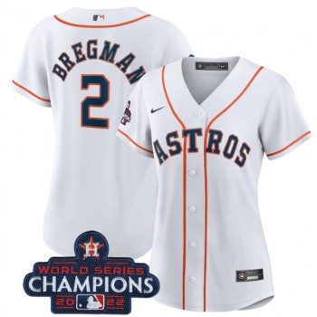 Women's Houston Astros #2 Alex Bregman White 2022 World Series Champions Cool Base Stitched Baseball Jersey(Run Small) Women's Houston Astros #2 Alex Bregman White 2022 World Series Champions Cool Base Stitched Baseball Jersey(Run Small)