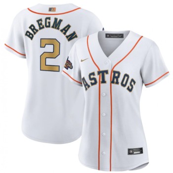 Women's Houston Astros #2 Alex Bregman White 2023 Gold Collection With World Serise Champions Patch Stitched Jersey(Run Small) Women's Houston Astros #2 Alex Bregman White 2023 Gold Collection With World Serise Champions Patch Stitched Jersey(Run Small)