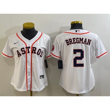 Women's Houston Astros #2 Alex Bregman White With Patch Cool Base Stitched Baseball Jersey(Run Small) Women's Houston Astros #2 Alex Bregman White With Patch Cool Base Stitched Baseball Jersey(Run Small)